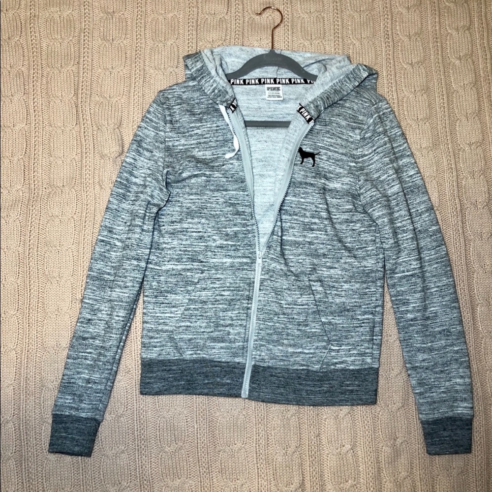 textured gray zip up